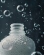 Macro foam bubbles suds of cleansing or moisturizer or toning or exfoliating on bottle