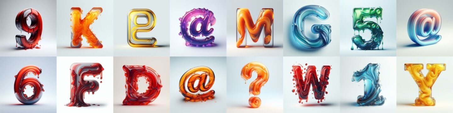 glass 3D Lettering Typeface. AI generated illustration