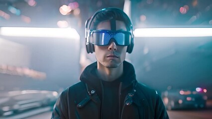 Poster - Man Wearing Virtual Reality Glasses Generative AI