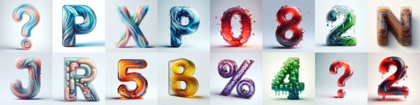 glass 3D Lettering Typeface. AI generated illustration
