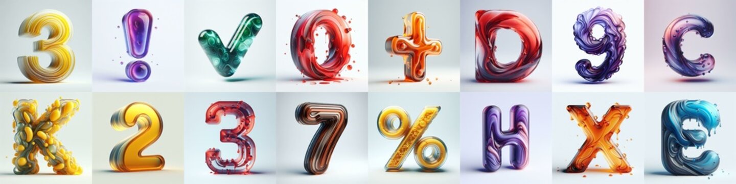 glass 3D Lettering Typeface. AI generated illustration