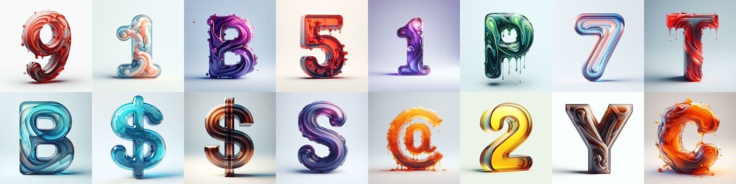 glass 3D Lettering Typeface. AI generated illustration