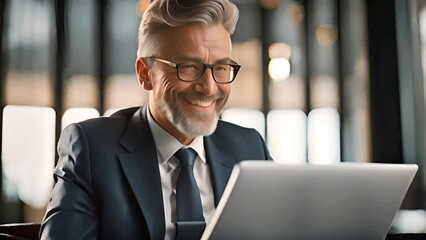 Poster - businessman in suit and tie working on laptop generative ai