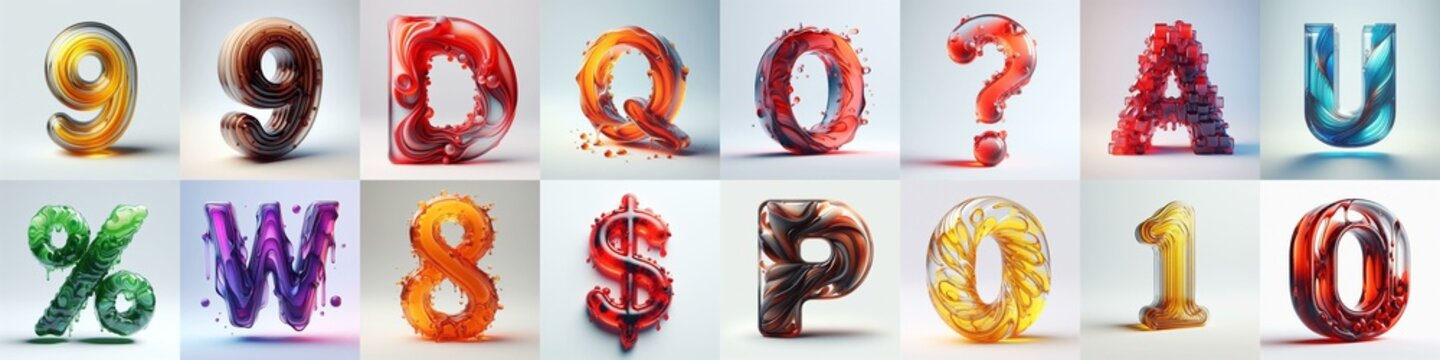 glass 3D Lettering Typeface. AI generated illustration