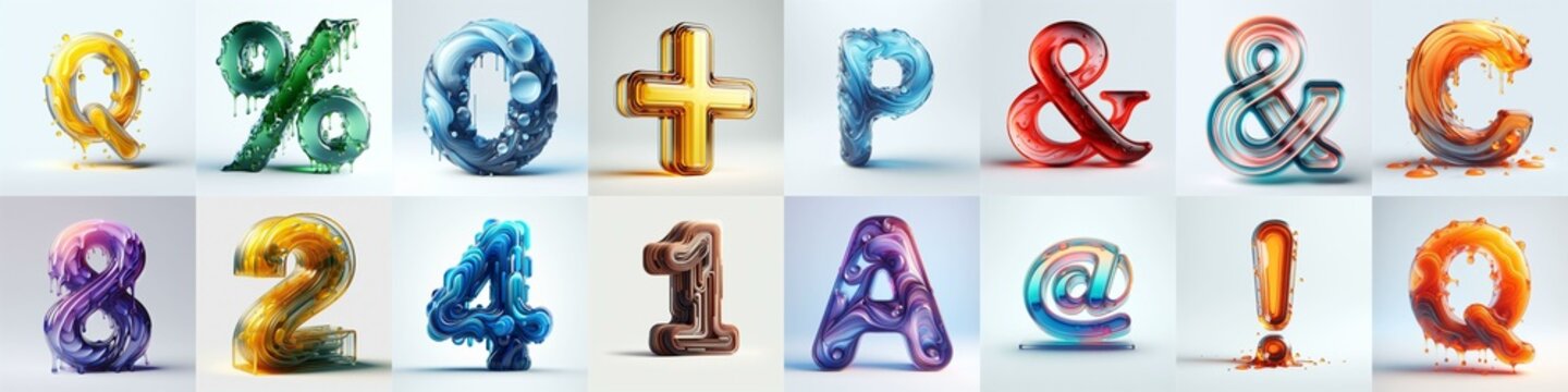 glass 3D Lettering Typeface. AI generated illustration