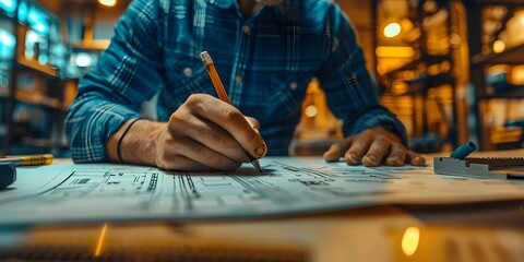 Poster - Engineer Drafting Patent Application for Inventive New Concept in Dedicated Workspace