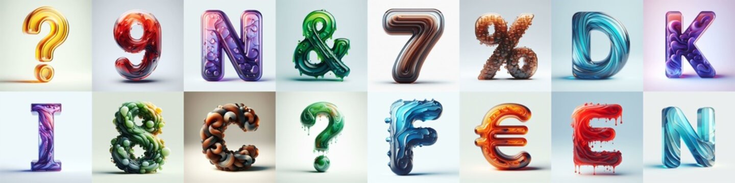 glass 3D Lettering Typeface. AI generated illustration