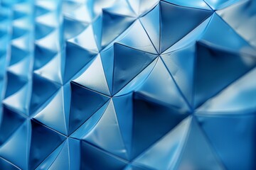 Poster - A sharp and modern 3D geometric pattern with repeating blue triangular shapes