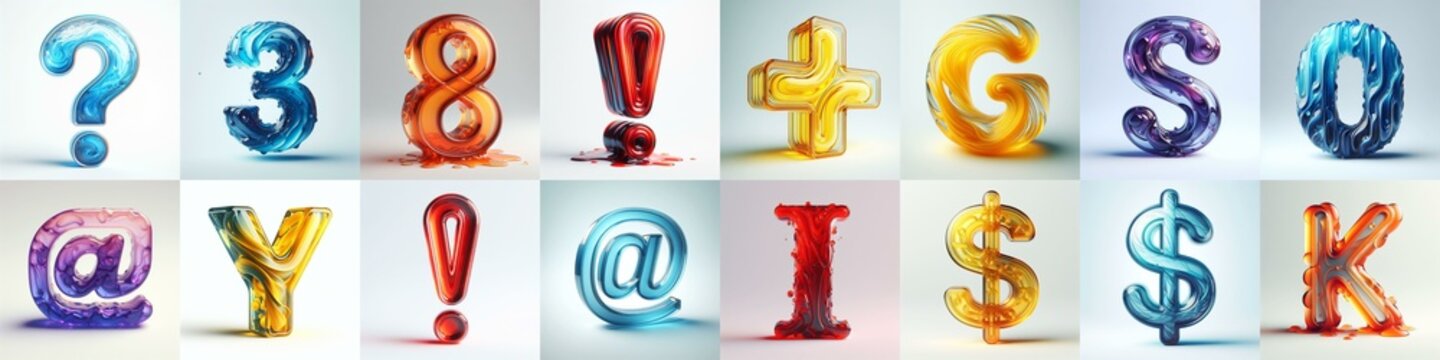 glass 3D Lettering Typeface. AI generated illustration
