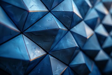 Poster - Extreme close-up of a blue geometric pattern with detailed texture and artistic design