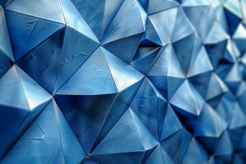 Poster - The image features a close-up of a highly detailed blue polygonal texture giving a 3D effect