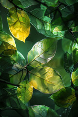 Poster - A geometric depiction of mate leaves breaking into fractal patterns of energy, complex and invigorating,