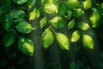 Aufkleber - Mate leaves depicted as radiant sunbeams, brightening and energizing the day,