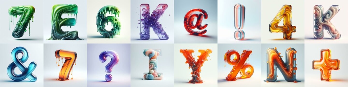 glass 3D Lettering Typeface. AI generated illustration