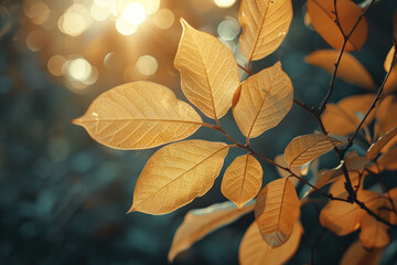 Poster - Mate leaves depicted as glowing orbs of light, pulsating with energy and life,