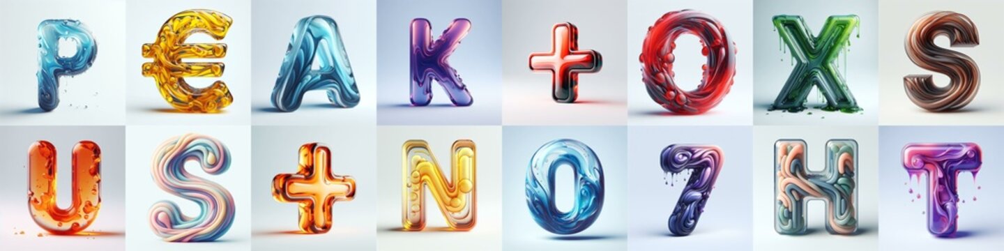 glass 3D Lettering Typeface. AI generated illustration