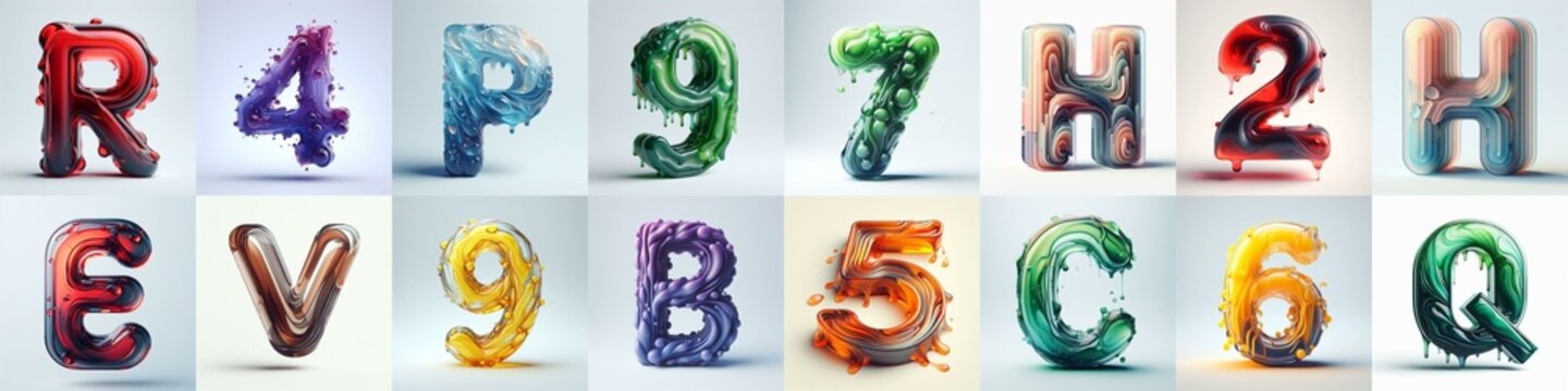glass 3D Lettering Typeface. AI generated illustration