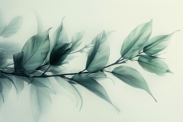 Poster - Tea leaves stretching into elongated, graceful strokes of an ink painting, symbolizing elegance and tranquility,