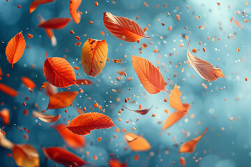 Aufkleber - Tea leaves depicted as a flurry of autumn leaves, drifting down and bringing a sense of calm,