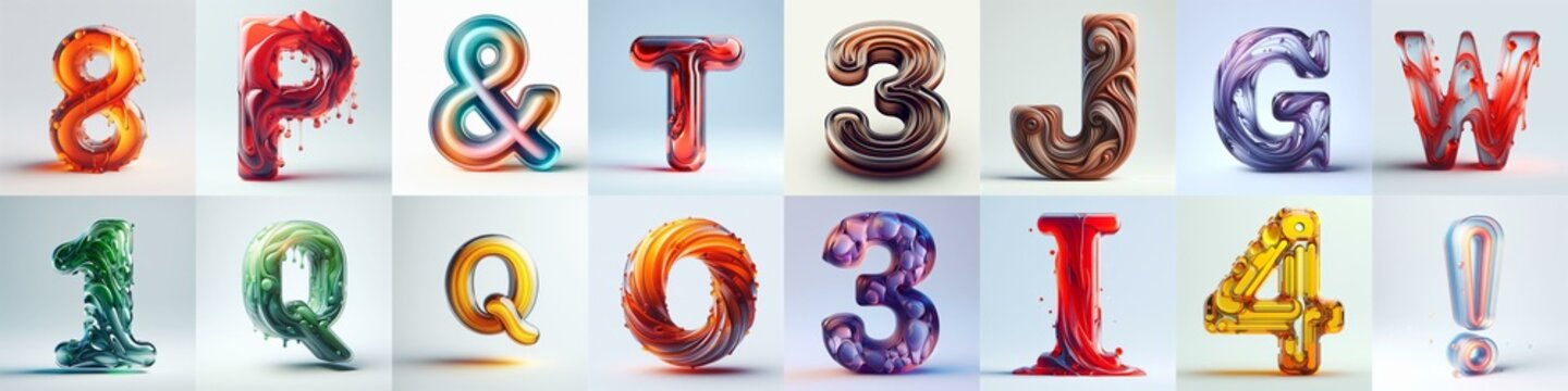 glass 3D Lettering Typeface. AI generated illustration