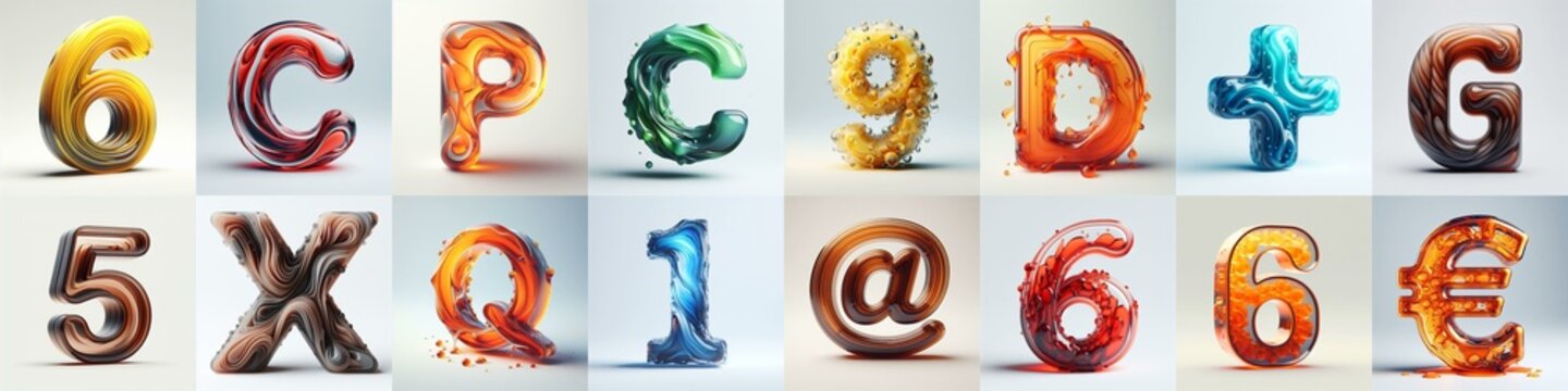glass 3D Lettering Typeface. AI generated illustration