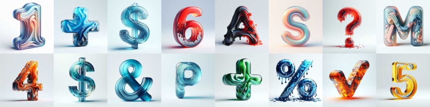 glass 3D Lettering Typeface. AI generated illustration