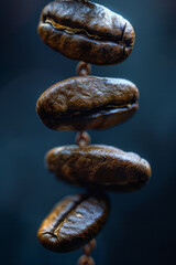 Poster - Coffee beans transitioning into a chain of DNA-like structures, symbolizing the fundamental energy of life,