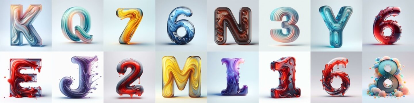 glass 3D Lettering Typeface. AI generated illustration