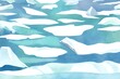 Watercolor melting icebergs in the Arctic or Antarctic background, Melting Icebergs