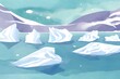 Watercolor melting icebergs in the Arctic or Antarctic background, Melting Icebergs