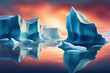 Depicting melting icebergs in the Arctic or Antarctic background, Illustration, Melting Icebergs