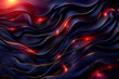 The image is a colorful, abstract design of a wave with red and gold accents