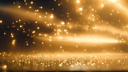 Poster - Blurry Gold Lights on Black Background Generative AI