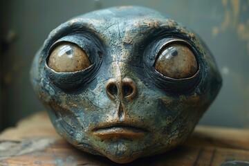 Poster - Close-up of a robot head representing artificial intelligence with large, expressive eyes