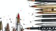 Bullet and pens on white background. Freedom of the press is at risk concept. World press freedom day concept