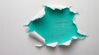 Cyan Ripped Paper with Torn Hole