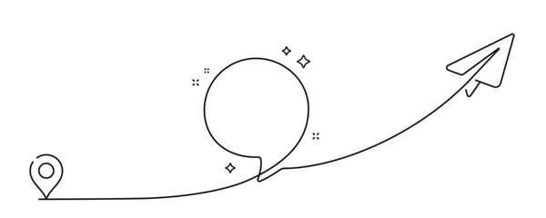 Poster - paper plane travel route. abstract continuous line journey path, plane location, travel destination.