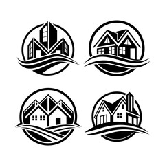 Wall Mural - set of real estate logo vector silhouette