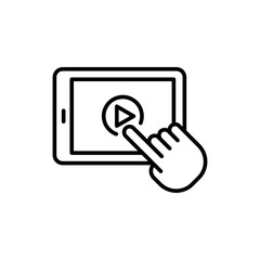 Poster - Touch screen outline icons, minimalist vector illustration ,simple transparent graphic element .Isolated on white background