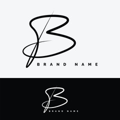 Wall Mural - Letter B Signature Logo - Initial Alphabet for B - Handwritten B Logo