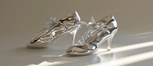 Dazzling Silver Latin Dance Shoes Rendered In 3D For Formal Events And