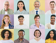 © AFAQ  - collage of a person  people crowd portraits headshots collection, collage mosaic. Many lot of multicultural different male and female smiling faces looking at camera. Diversity and society concept