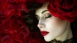 © Vagner Castro - Close-up of a woman in red captured by the freelensing effect with a touch of mystery and glamour. Woman wearing red robes in noir photography style.