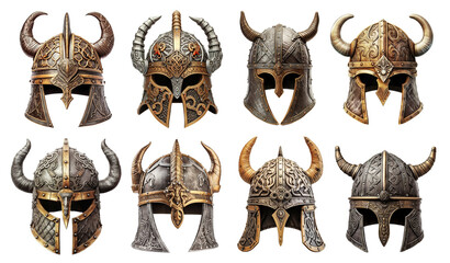 Set of horned helmets, cut out