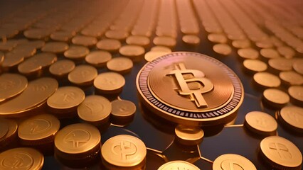 Poster - Bitcoin Surrounded by Bitcoins Generative AI
