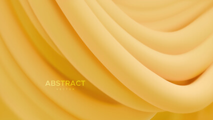 Wall Mural - abstract background with 3d curvy yellow stripes. dynamic ribbons backdrop. soft elastic shapes. vec