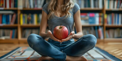 Poster - College Student Practicing Mindfulness for Exam Stress Relief and Wellbeing