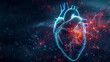 illustration of a heart with a network of bright blue lines outlining its anatomy, style, educational, science, medicine