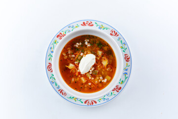 Wall Mural - vegetable soup on the white