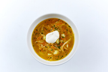 Wall Mural - vegetable soup on the white